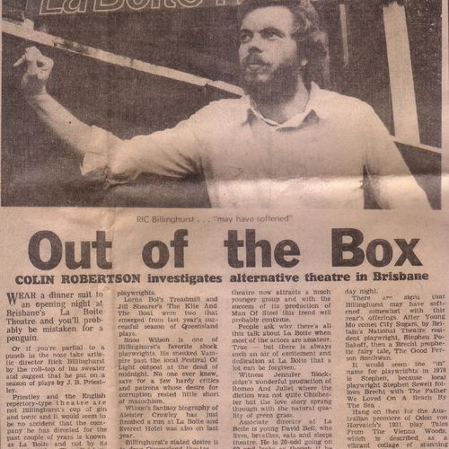 Colin Robertson reports on La Boite's alternative theatre under Artistic Director Rick Billinghurst. The Australian, April 17 1978.