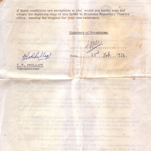 Page 2 of Sean Mee's confirmation letter of his employment in the inaugural ECDP team, 1976.